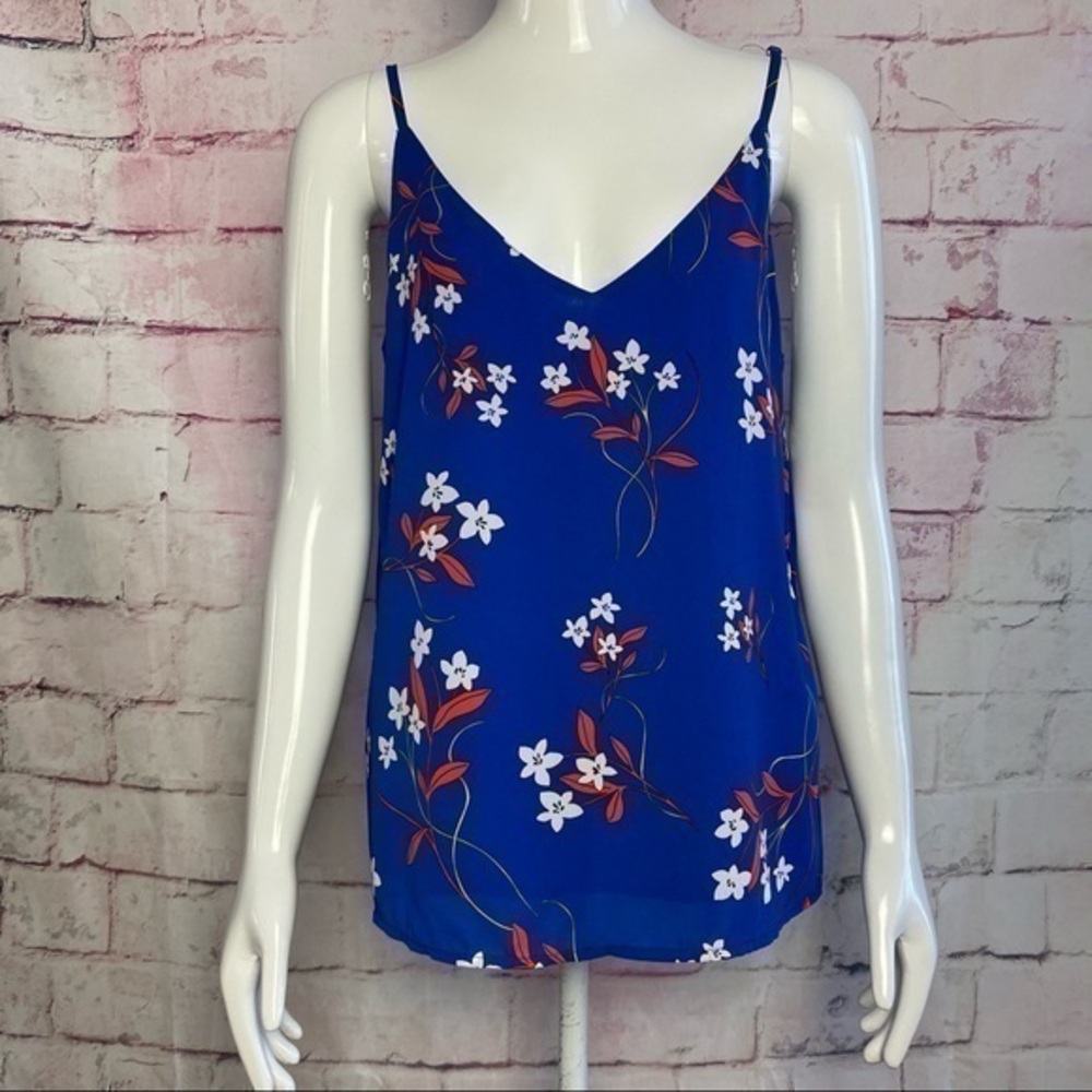 COTTON ON Blue Floral Spaghetti Strap Top